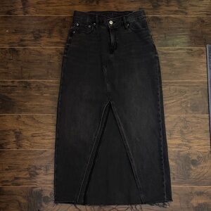 American Eagle Outfitters Black Denim High-Rise Skirt